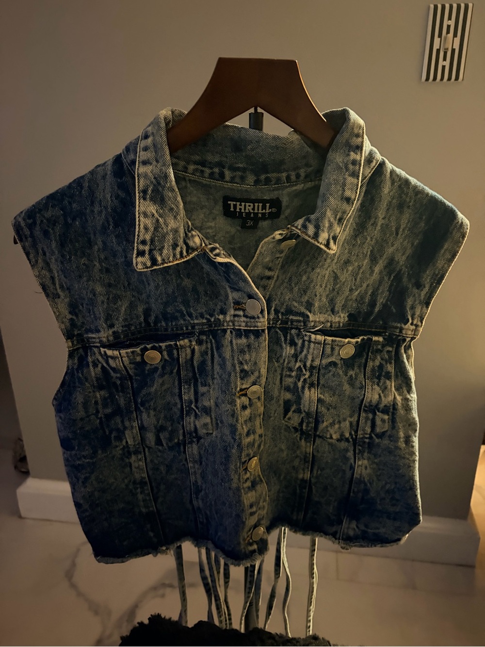 Thrill Acid-Wash Blue Sleeveless Denim Vest